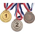 thumbnail image 1 of Juego de dos juegos de 6 medallas de metal - Medalla del ganador - Medalla de competición infantil - Medalla de cobre bañada en plata con cinta y borde circular 3 medallas de metal - Medalla del ganad, 1 of 5