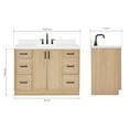 thumbnail image 3 of Ariel Kelly 48 Inch Single Rectangle Sink Bathroom Vanity With Carrara White Quartz Countertop 1.5 Inch Edge In White Oak, 3 of 12