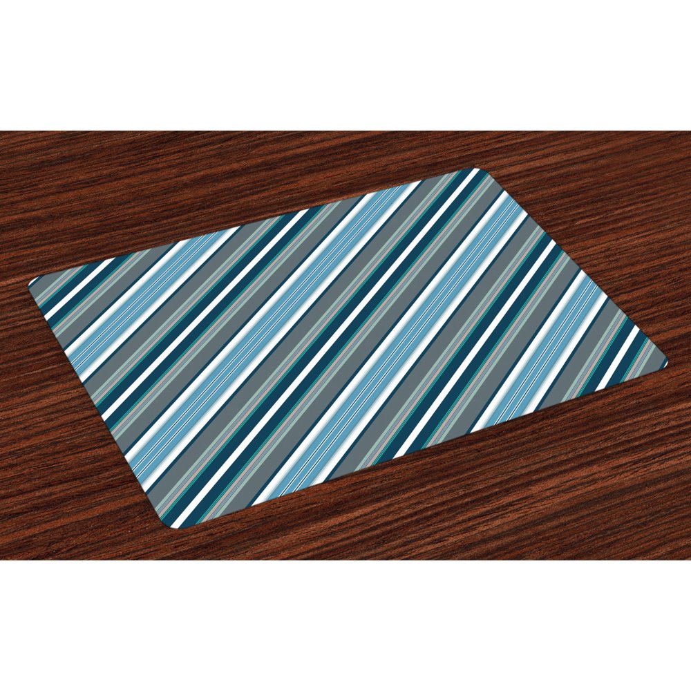 Striped Placemats Set of 4 Navy Retro Style Diagonal Stripes Pattern
