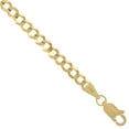 thumbnail image 2 of Yellow 14k Gold 4mm Curb Link Chain Necklace for Men and Women Concaved center Beveled Edges 22 inch, 2 of 3