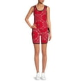 thumbnail image 2 of No Boundaries Juniors' Ruched Tank Top and Shorts Active Set, 2-Piece, 2 of 5