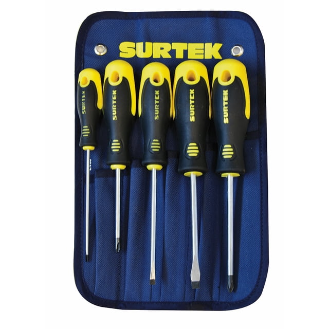 Juego De 5 Destornilladores Bimaterial SURTEK Estuche D200C