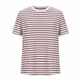 thumbnail image 4 of Women's Summer Tops Striped Crew Neck Short Sleeve T-Shirts Fashion Casual Basic Blouses Loose Fit Tunic Tees (3XL, Hot Pink), 4 of 6