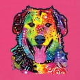 thumbnail image 2 of Smiling Dog | Colorful Neon Golden Retreiver | Dean Russo Art Animal Lover Womens Slim Fit Junior Tee, Raspberry, Medium, 2 of 6