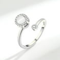 thumbnail image 1 of y 925 Sterling Silver Fidget Anxiety Ring - Owlhole Stone Rotatable Spinner Ri, 1 of 5