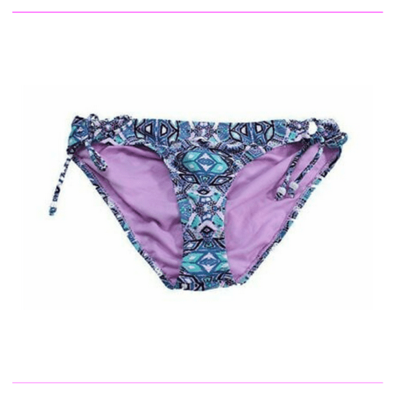 Jessica Simpson Womens Kaleidoscope Side-tie Hipster Bikini Bottom, Blue, Sz L