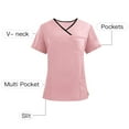 thumbnail image 2 of Kctiaxy Pink Scrubs for Men and Women Short Sleeve V Neck T Shirts Solid Color Comfortable Stretch Nursing Scrubs Tops with Pockets, 2 of 7