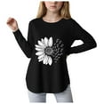 thumbnail image 1 of DXOUPM T-Shirt à Manches Longues pour Filles, Col Rond, Imprimé Floral, Hauts d'Automne, Vêtements Tendance pour Enfants, 1 of 3