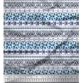 thumbnail image 1 of Soimoi Blue Crepe Silk Fabric Rose & Wild Animal Skin Patchwork Print Sewing Fabric BTY 42 Inch Wide, 1 of 3