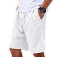 thumbnail image 4 of Linen Boho Shorts for Men Drawstring Summer Linen Shorts Cozy Elastic Waist Shorts White 2XL, 4 of 8