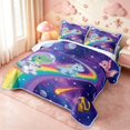 thumbnail image 3 of Manfei Space Astronaut Dino Animals Twin Quilt Set,Neon Stars Rainbow Twin Coverlet Set,Blue Pink,2 Pieces,1 Bedspread and 1 Pillowcase, 3 of 7