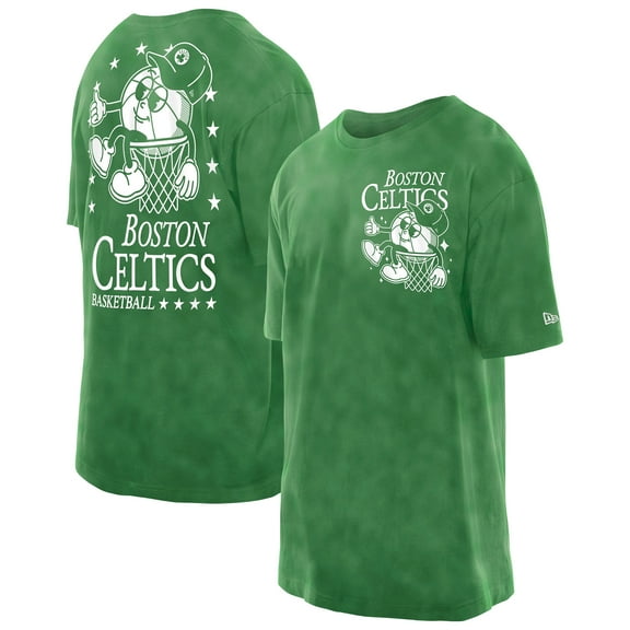 Men's New Era Kelly Green Boston Celtics Old School Sport Enzyme Wash Oversized T-Shirt