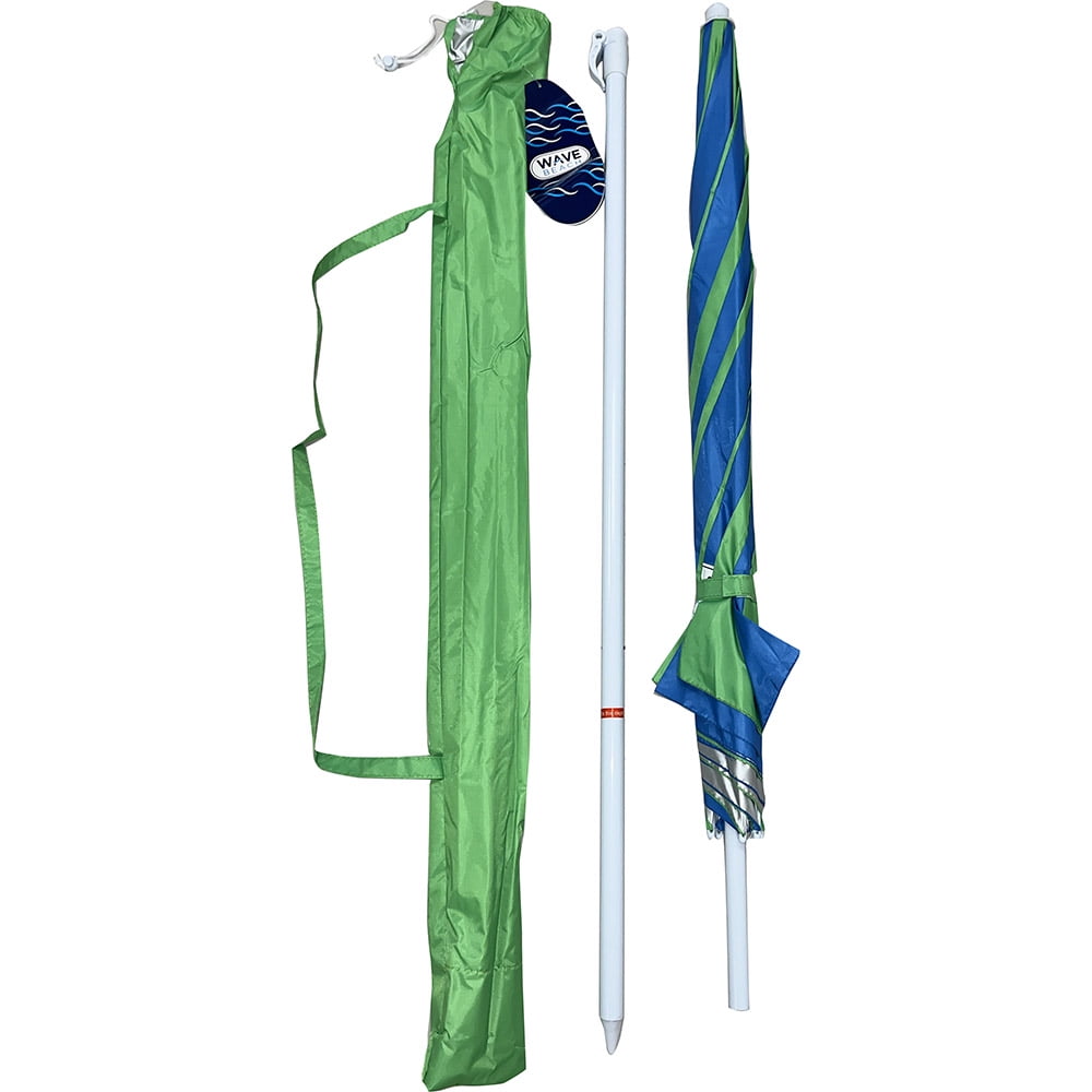 Rio Wave Beach 6 Foot Two Tone Solid Beach Umbrella SPF 50, Assorted