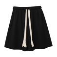 thumbnail image 4 of Timegard Shorts for Women High Waisted Drawstring Straight Leg Casual Loose Workout Shorts Knee Length, 4 of 7