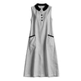 thumbnail image 6 of Womens Summer Dresses Sleeveless Sundresses Women's Casual Crew-Neck Multi-Color Pocket Sleeveless Dress Gray L, 6 of 6
