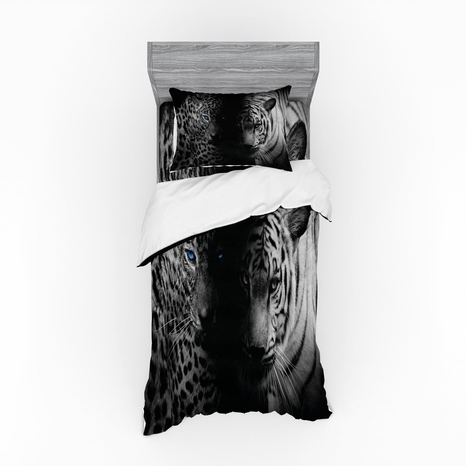 Leopard Duvet Cover Set Animal Eyes Aggressive Powerful Wildcat