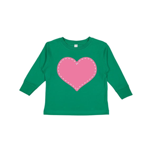 Inktastic Pink Heart (Stitch Border) Girls Long Sleeve Toddler T-Shirt