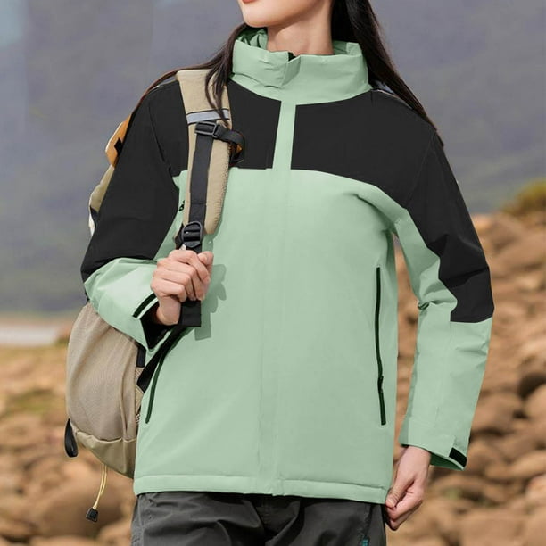 Chaquetas y abrigos casuales con capucha y manga larga para mujer, color, con bolsillo y cremallera, chaqueta cortavientos de poliéster para mujer