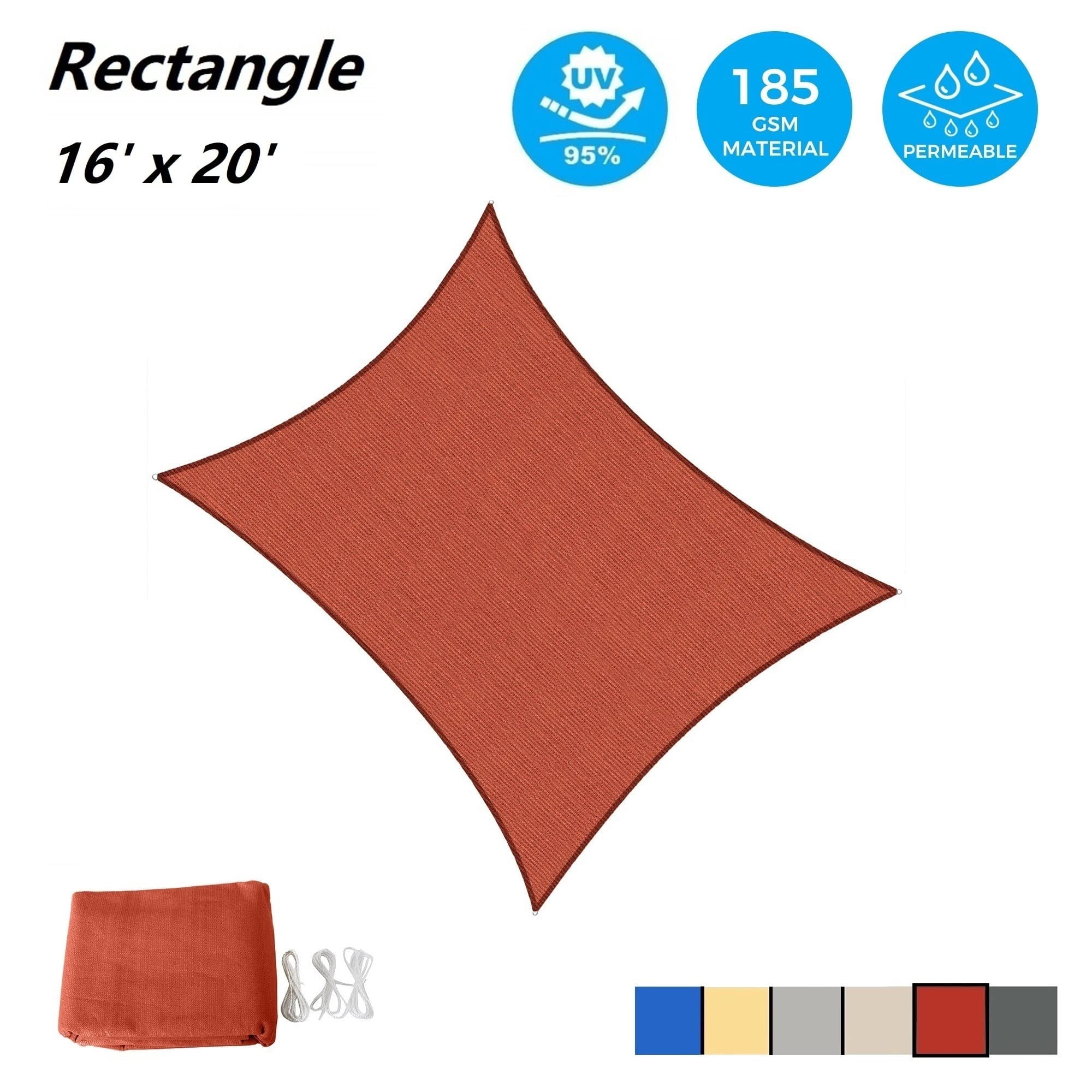 Outdoor Shade Sails, 16' x 20' Sun Shade Sail UV Block Canopy for Patio Backyard Lawn Garden, Terra