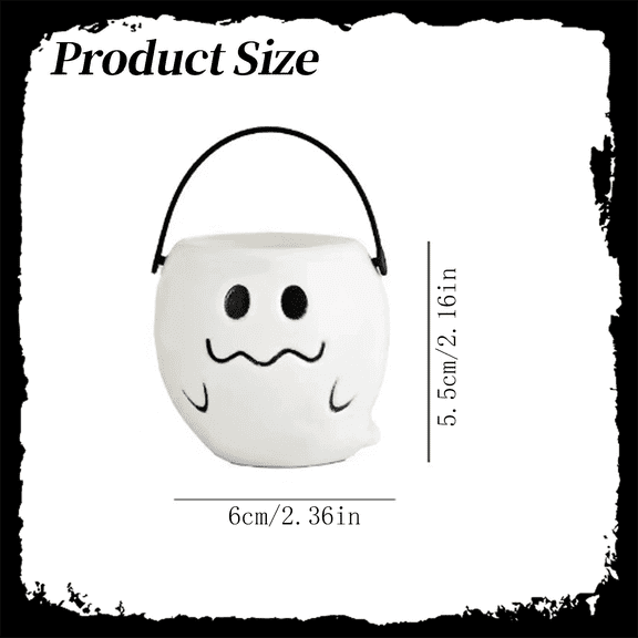 Clearance Sale | Halloween Ghost-Shaped Candy Bucket with Handle, Reusable Plastic Trick-or-Treat Pail for Parties