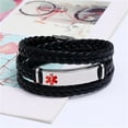 thumbnail image 3 of Personalized Medical Alert ID ICD Implant Wrap Leather Bracelet for Men Women, Custom Disease Awareness Emergency Life Saving Alarm Bangle,Medic Identification Jewelry for Patient, 3 of 7