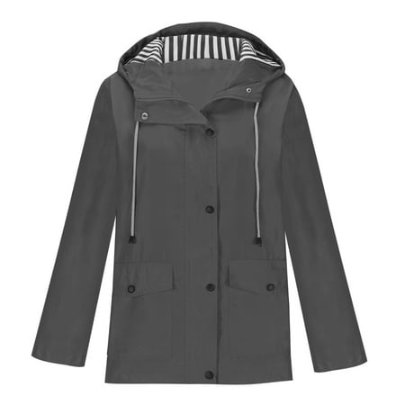 Brglopf Womens Raincoata Waterproof Active Outdoor Rain Jacket Lightweight Zip Up Fashion Fall Travel Hiking Windbreaker Trench Coat with Hood(Gray XXL) Brglopf Womens Raincoata Waterproof Active Outdoor Rain Jacket Lightweight Zip Up Fashion Fall Travel Hiking Windbreaker Trench Coat with Hood(Gray XXL)