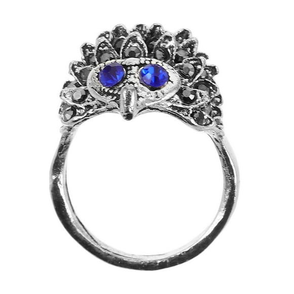 Mujeres Bling Rhinestone Hedgehog Ring Diamante Anillo de dedo Joyería Vintage Animal Ring (Plata 7)