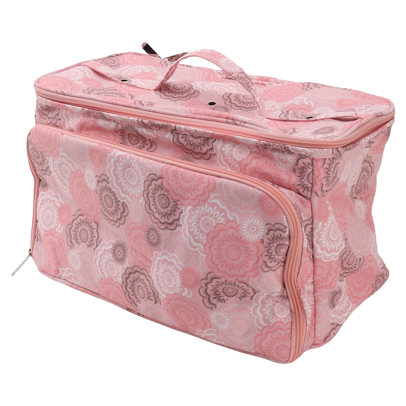 LAZIOEGR Pink Oxford Knitting & Crochet Bag with Dividers – Waterproof, Multi‑Pockets, Portable Organizer for Yarn, Needles & Sewing Supplies