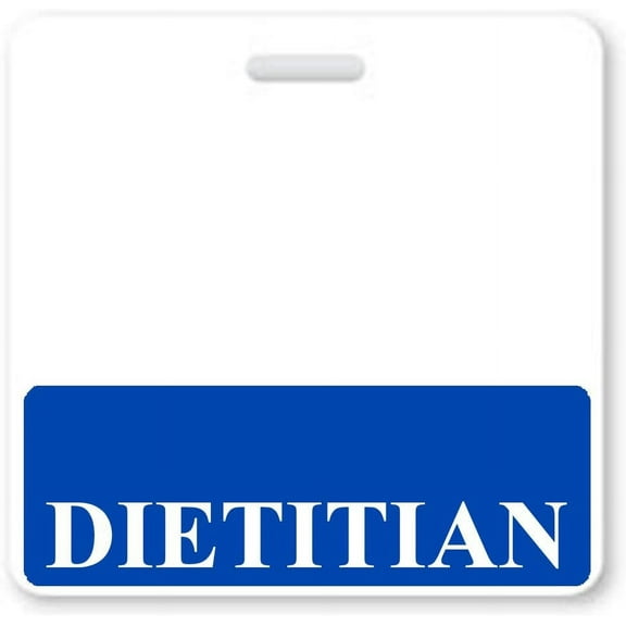 DIETITIAN Badge Buddy - Heavy Duty Horizontal Badge Buddies for Nutritionist Dietitians - Spill Proof & Tear Resistant Cards - 2 Sided Quick Role ID Backers - Specialist ID (Blue)