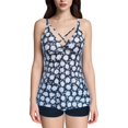 thumbnail image 1 of Fadeal Bathing Suit for Women Women Plus Size Tankini Swimsuits Two Piece Color Block Cutout Flowy Tummy Bathing Suits with Shorts Tankini Swimsuits for Women White M, 1 of 4
