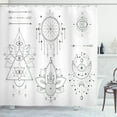 thumbnail image 1 of Alchemy Shower Curtain, Thin Line Art Design Graphic of Geometry and Natural Mystic, Fabric Bathroom Set with Hooks, 69W X 84L Inches Extra Long, Charcoal Grey White, by Ambesonne, 1 of 3