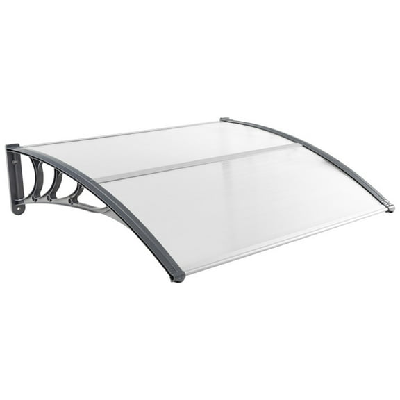 Spaco 48 x 40 Inch Outdoor Front Door Window Awning Door Canopy Exterior-Gray, Entry Door Outdoor Window Awning Exterior, Front Door Overhang Awning for Sun Shutter, UV, Rain