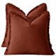 thumbnail image 1 of Juego de 2 fundas de almohada de 18 x 18 pulgadas con borde de borlas para sala de estar de estilo rústico, algodón suave y lino acogedor, funda de almohada beige con flecos, 1 of 5