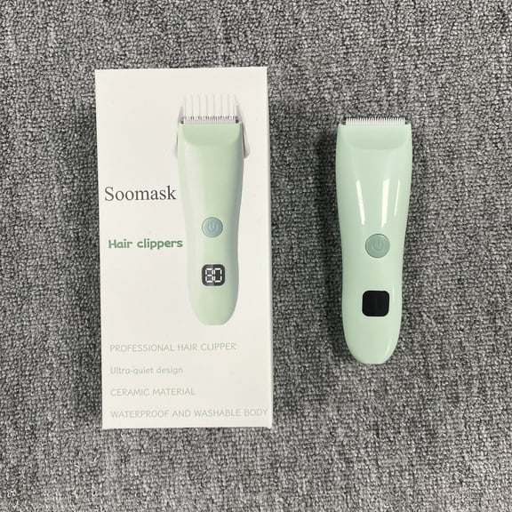 Soomask Rechargeable Hair Trimmer with Blades Quiet Hair Clipper Practical USB Charging in Light Green