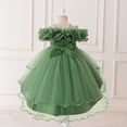 thumbnail image 4 of Vividxx Toddler Girls Dresses Satin Girl Dress With Puffed Sleeves For Birthday Party Christening And 5-6 Years, 4 of 5