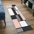 thumbnail image 4 of Modern Color Blocks Runner Rugs 2x6 ft Gray Pink White Rectangle Geometric Washable Hallway Rugs Non-Slip Floor Mats Absorbent Carpet Bedside Runners for Bedroom Kitchen Bathroom Laundry Room, 4 of 9
