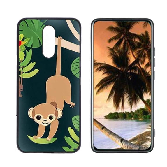 Compatible with LG Solo LTE Phone Case, Jungle-Theme-Monkey-Tiger-7 Case Silicone Protective for Teen Girl Boy Case for LG Solo LTE