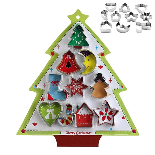 kurtrusly 10Pcs Creative Stainless Steel Christmas 3D Type Cracker Cookie Mold Candy Making Molds