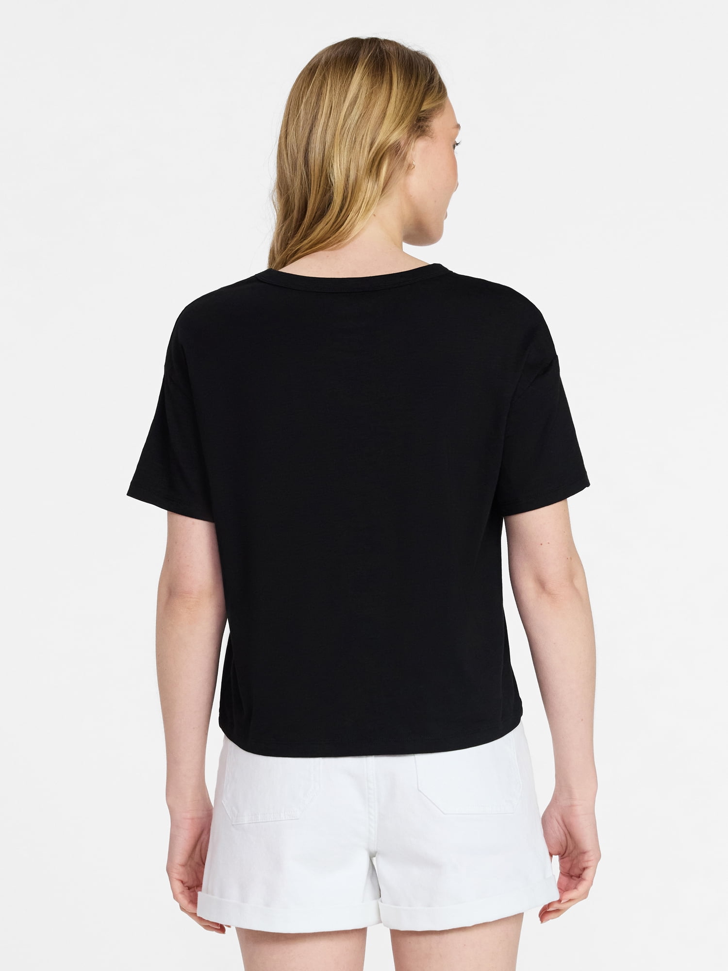 Time and Tru Women's Boxy Slub Tee with Short Sleeves, Sizes XS-XXXL