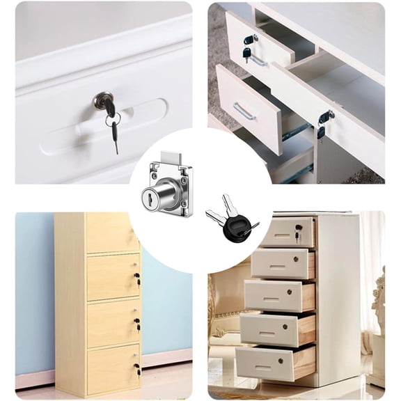 Cabinet Drawer Lock With 2 Keys, Mailbox Lock Used To Secure Important Documents And Products For Door Panels With Thickness Of 17mm-22mm