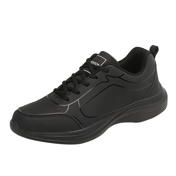 Mens Dress Sneakers Fashion Sneakers Autumn Men Sports Shoes Flat Non Slip Lace Up Waterproof Upper Lightweight Comfortable Male Shoes(Black,9)