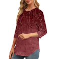 thumbnail image 7 of HomeGardon 3/4 Length Sleeve Womens Tops,Womens Shirts Women's Round Neck Cover Casual Printed Fashion Top,S-XXL, 7 of 7