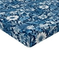 thumbnail image 4 of Ambesonne Blue Floral Fitted Sheet, Ethnic Meadow Daisy Art, Twin Size, Dark Sky Blue and White, 4 of 5