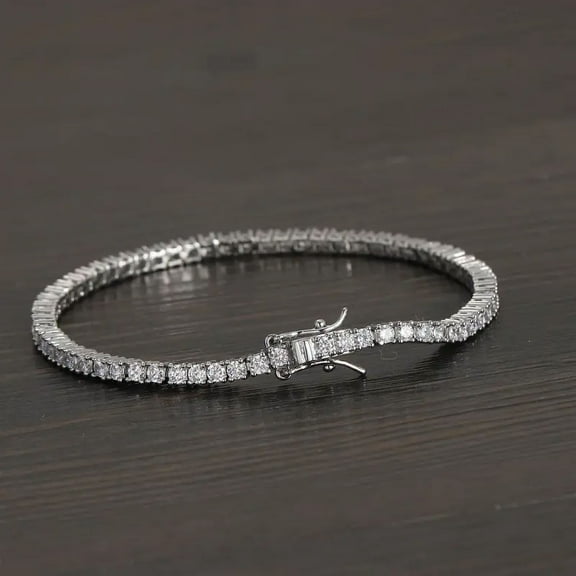 Mangal Jewels 8 Ct Lab-Created Diamond Round Cut Tennis Bracelet 14k White Gold Plated Silver