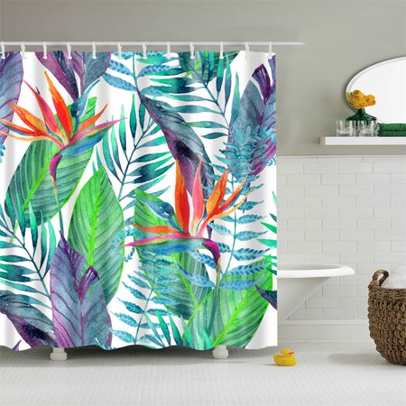 Shower Curtain Leaf Tropical Lime Plum Green Orange Blossom Flower Mint Colorful Bathroom Decor Accessories Bath Curtain With Hooks Walmart Canada