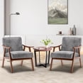 thumbnail image 2 of Tabaray Living Room Chairs, Mid Century Modern Chair Set of 2,  Accent Chiar Armchair, Rustic Lounge Chair with Wood Frame, Comfortable Microfiber Side Chair for Bedroom, Reading Nook Chairs, Grey, 2 of 8