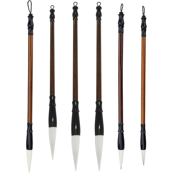 Calligray Sumi Brushes 6 Styles Chinese Painting Writing Brushes Kanji Japanese Sumi Drawing Brushes JianHao Art Bamboo Brushes for Students and Beginners