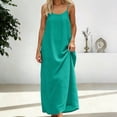 thumbnail image 4 of BOOMNY Women's Backless Cami Dress Spaghetti Strap Cami Lounge House Dresses Flowy Beach Summer Maxi Sundress, 4 of 7