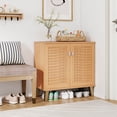 thumbnail image 2 of Costway 2-Door Shoe Cabinet with Ventilated Woven Doors & 3 Removable Shelves for Entryway, 2 of 10