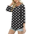 thumbnail image 4 of Fznquz Black 3/4 Sleeve Blouses for Women Crew Neck Tees Dressy Casual Polka Dot Womens Winter Clothing,M, 4 of 7